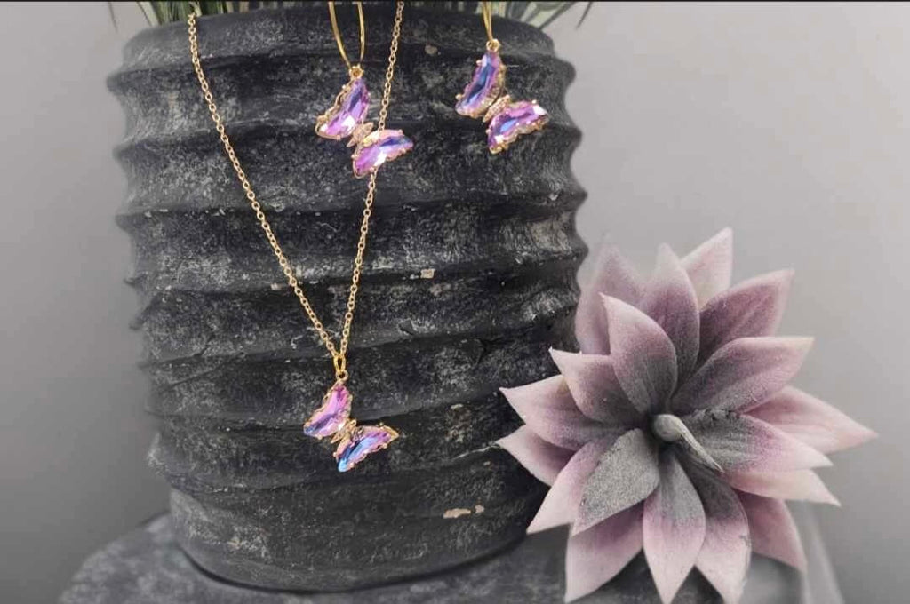 Purple AB Stone Butterfly
