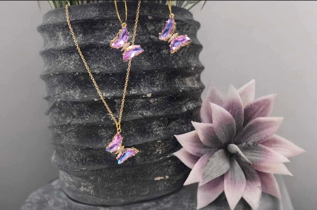 Purple AB Stone Butterfly