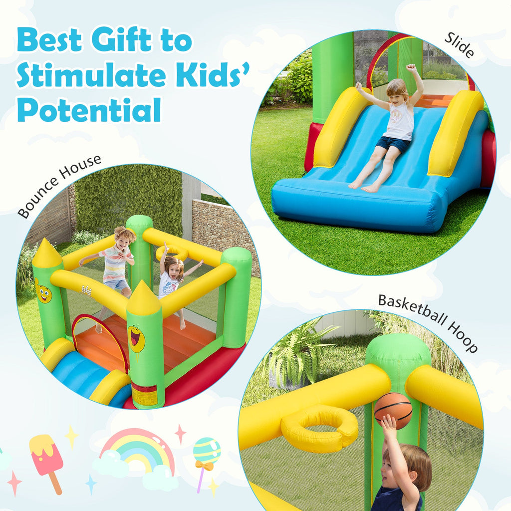 Inflatable Bounce House Kids Blow-up Bouncer with Slide with 480W Blower