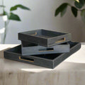 Chica | 15" Cedar Wood + Leather Ottoman Tray