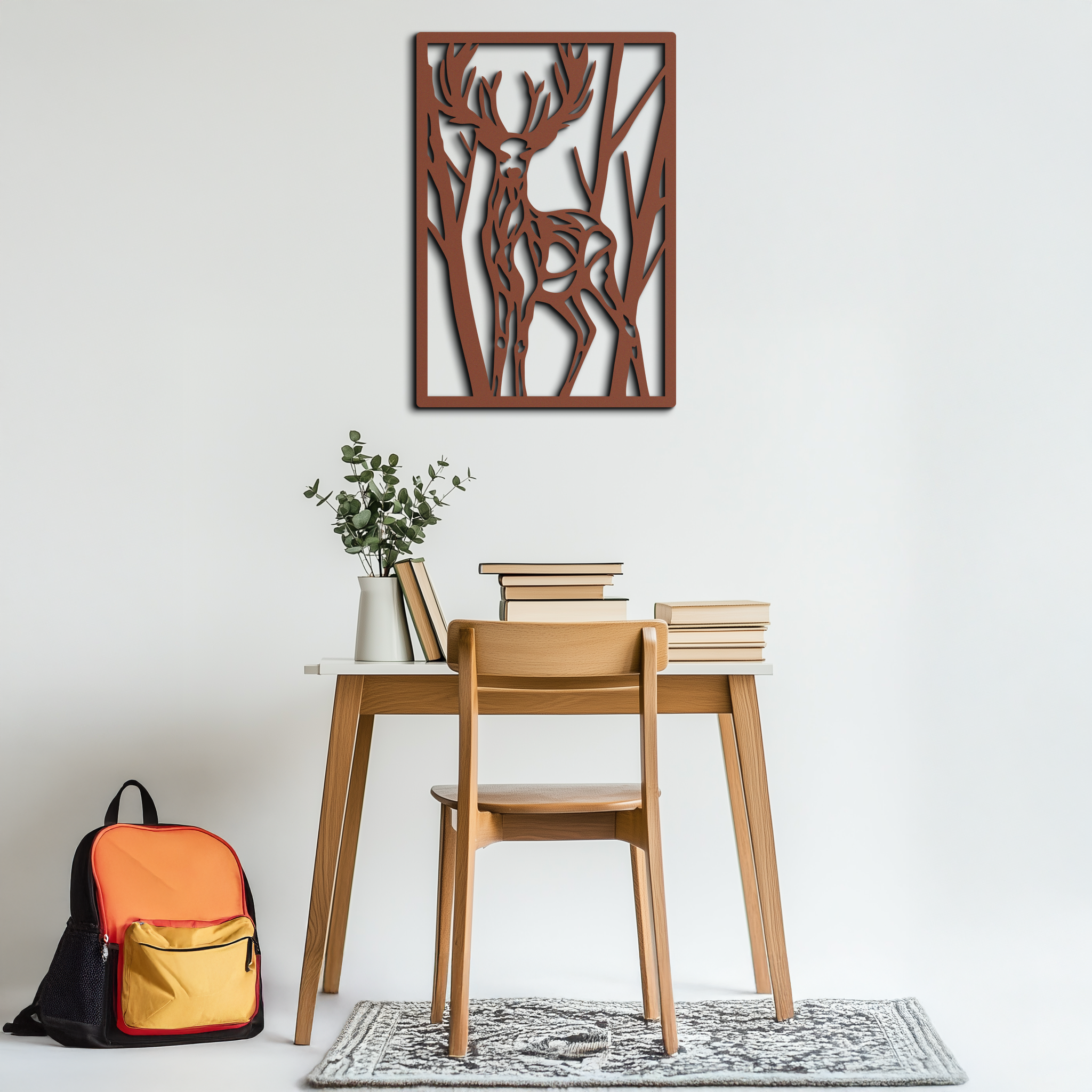 Metal Deer Wall Art - Modern Stag Metal Wall Decor - Forest Theme Metal Wall Hanging - Laser Cut Metal Artwork for Living Room, Dining Room & Office - KAF001