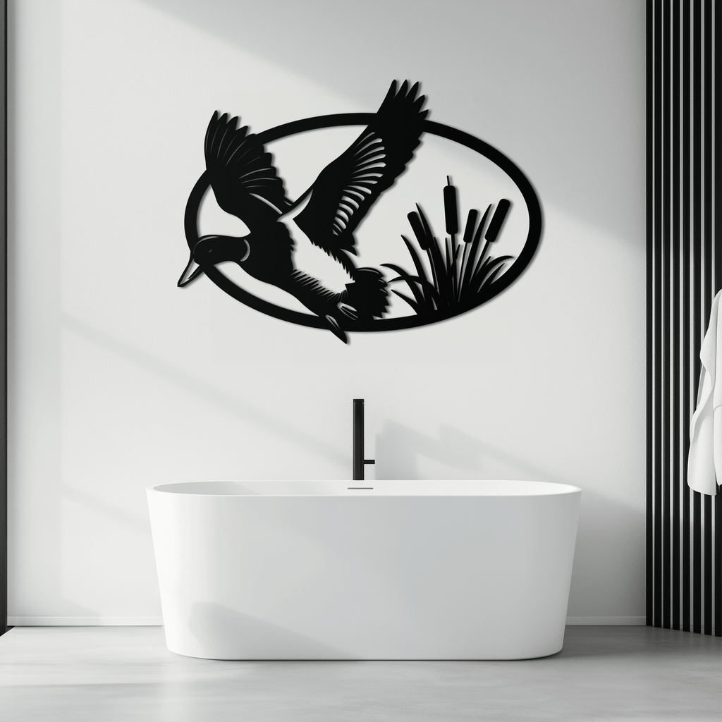 Flying Duck Metal Wall Art - Steel Wall Decor for Home and Cabin - KAF007