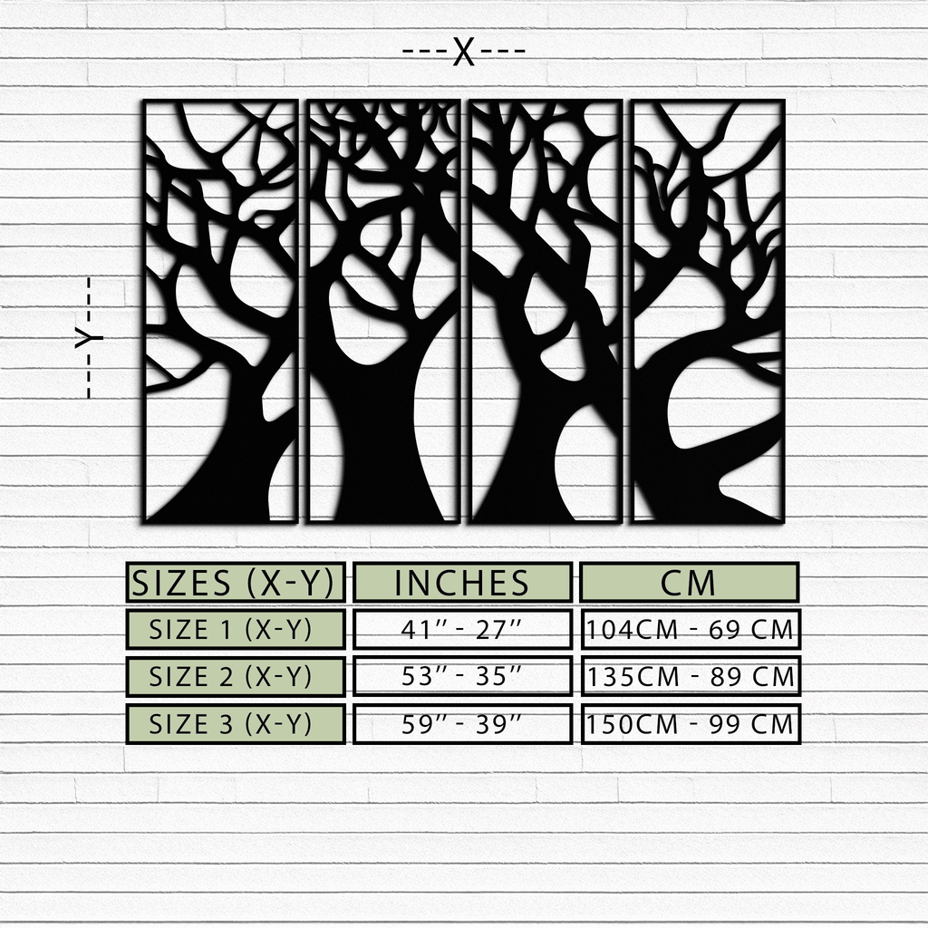 Tree Panel Metal Wall Art - Steel Wall Decor for Home and Office - KAF009