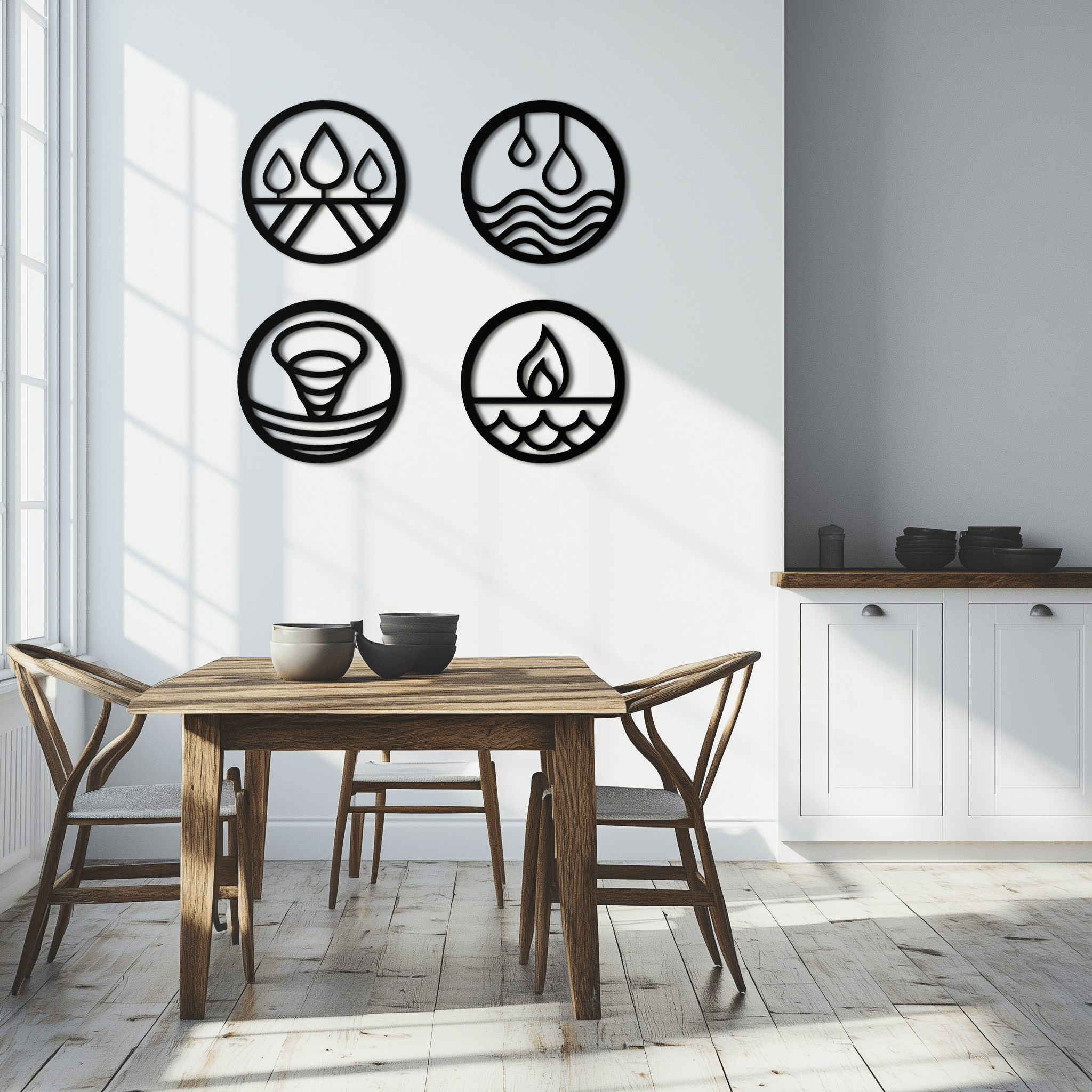 Four Elements Metal Wall Art - Steel Wall Decor for Home and Office - KAF010