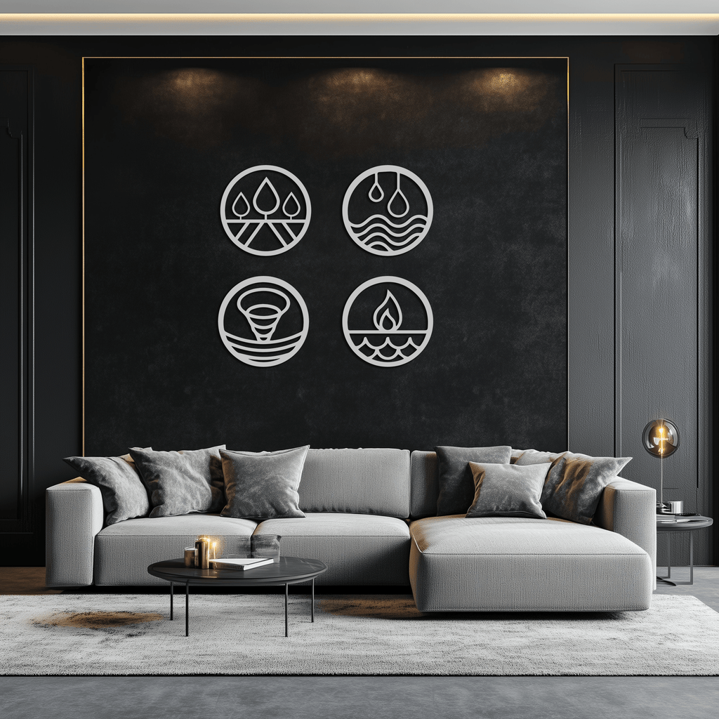 Four Elements Metal Wall Art - Steel Wall Decor for Home and Office - KAF010
