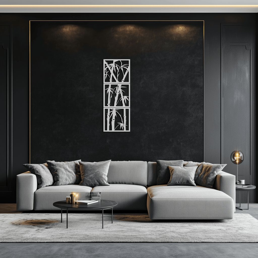Bamboo Panel Metal Wall Art - Steel Wall Decor for Home and Office - KAF011