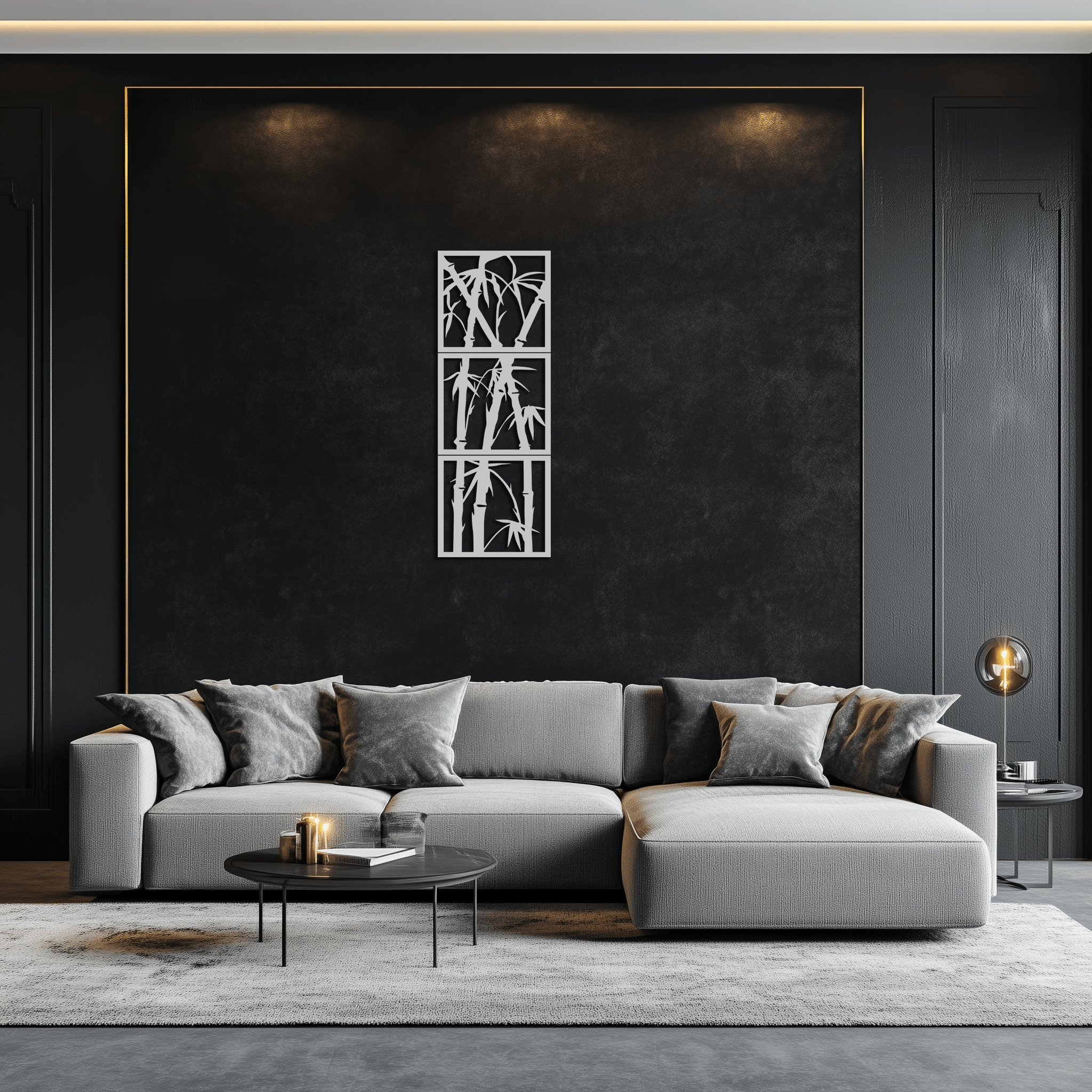 Bamboo Panel Metal Wall Art - Steel Wall Decor for Home and Office - KAF011