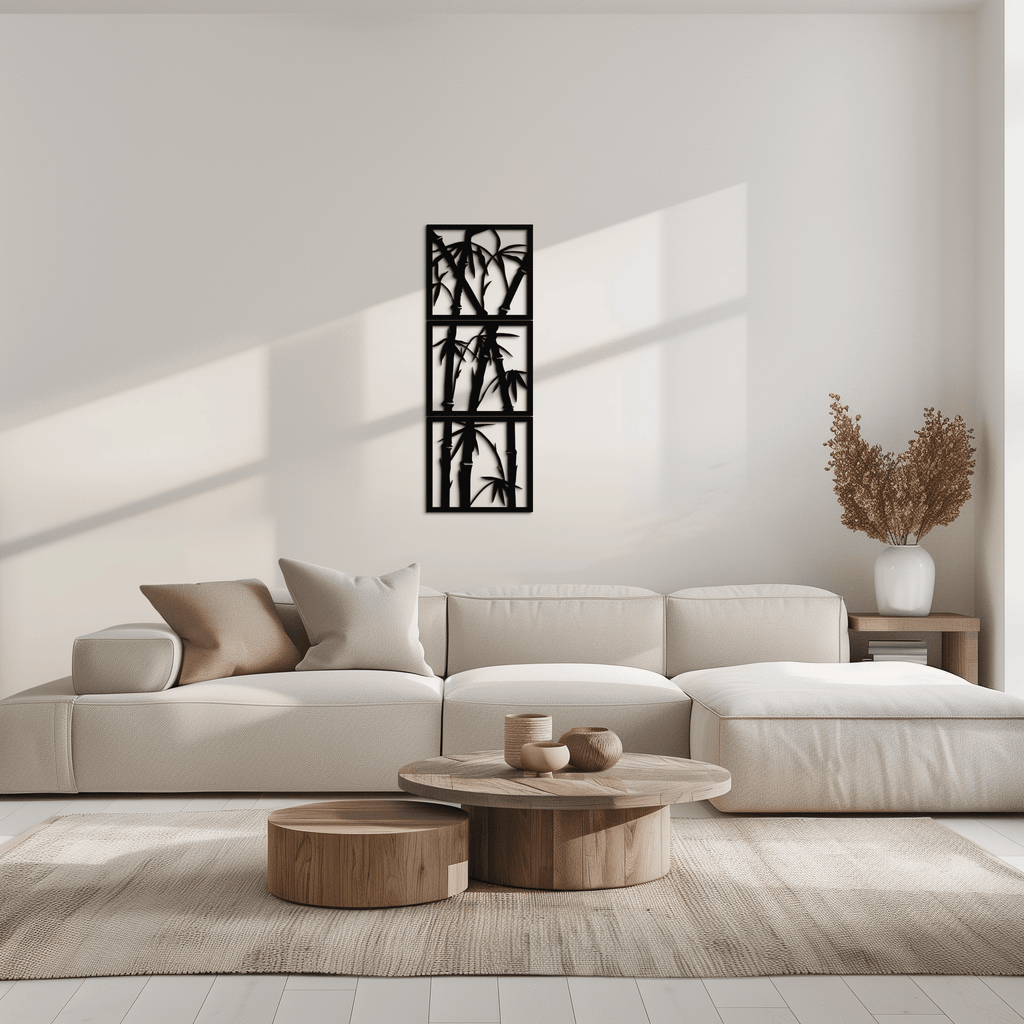 Bamboo Panel Metal Wall Art - Steel Wall Decor for Home and Office - KAF011