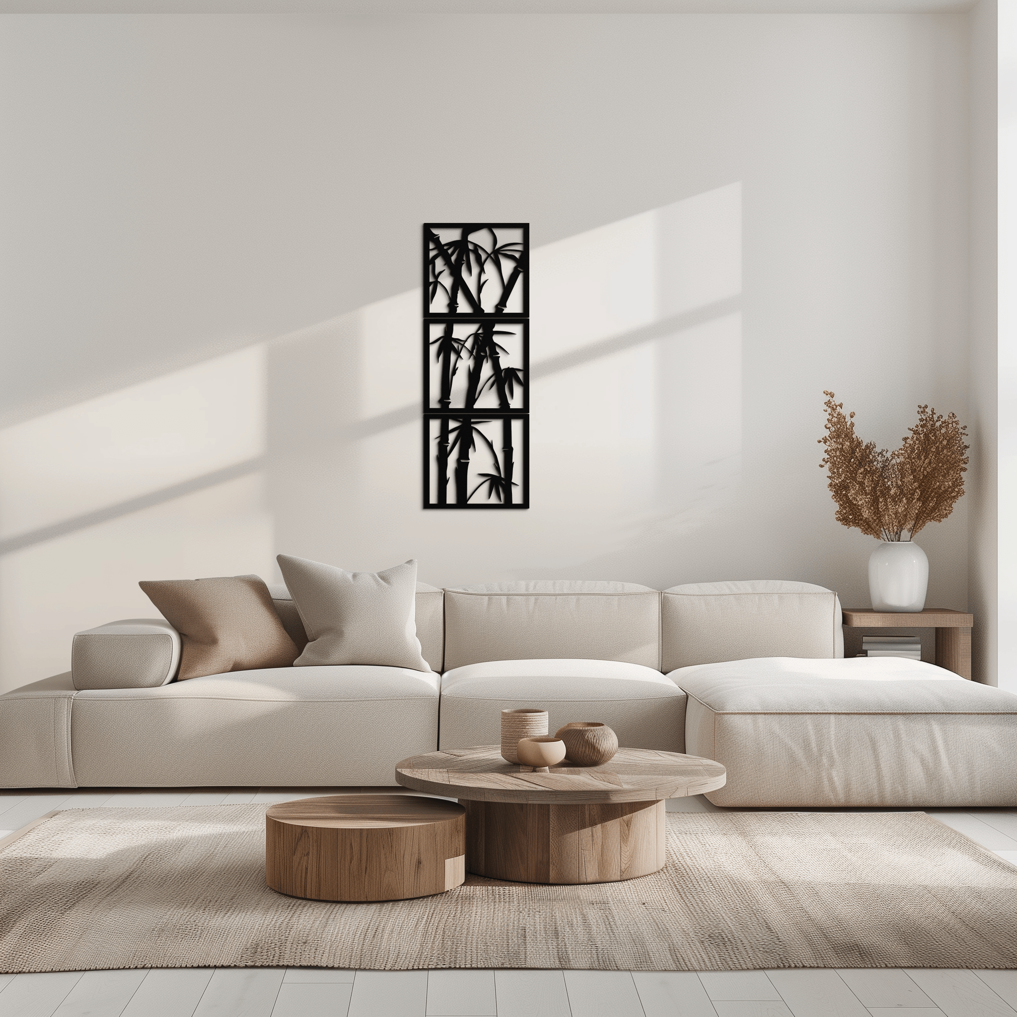 Bamboo Panel Metal Wall Art - Steel Wall Decor for Home and Office - KAF011