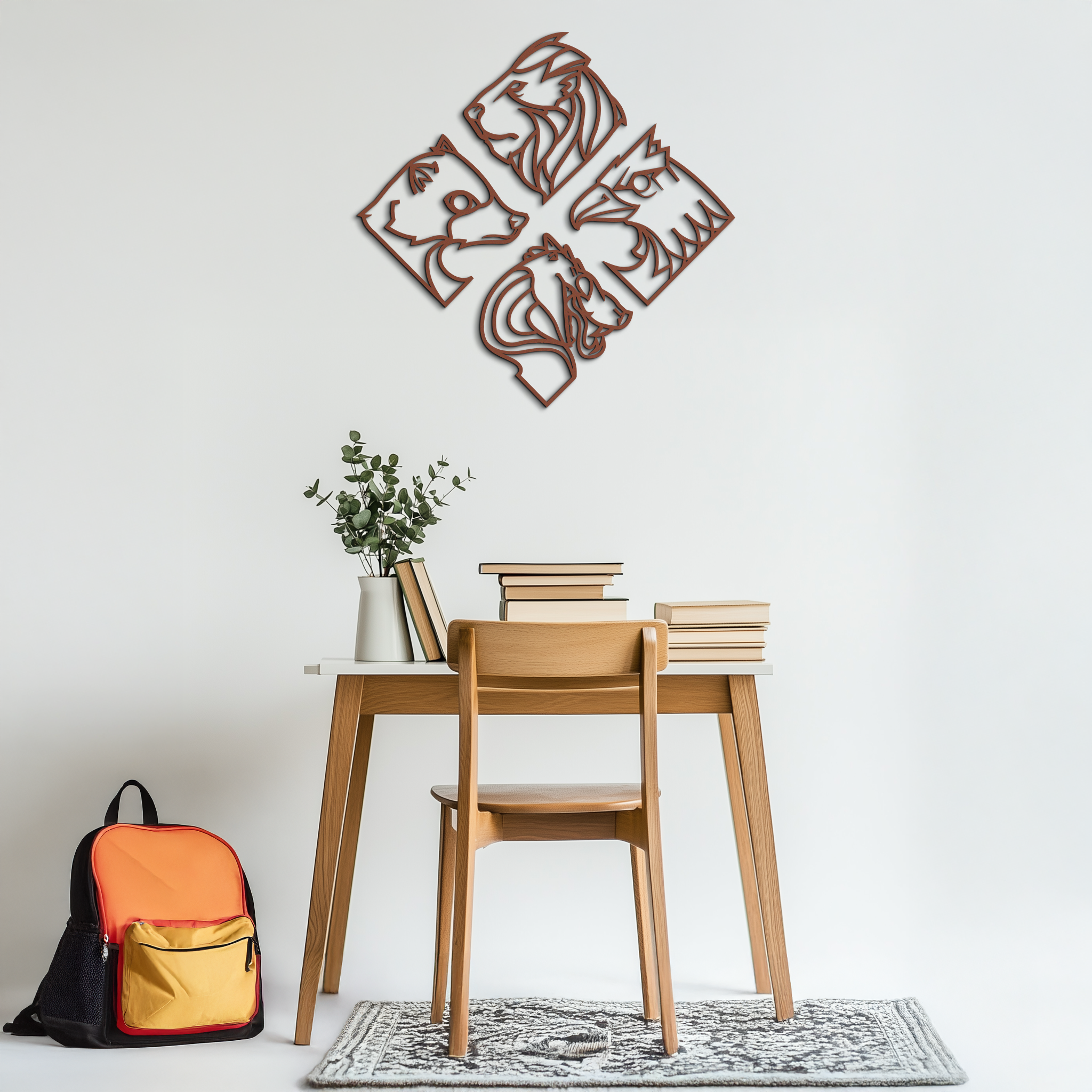 Four Animal Totem Metal Wall Art - Steel Wall Decor for Home and Office - KAF013