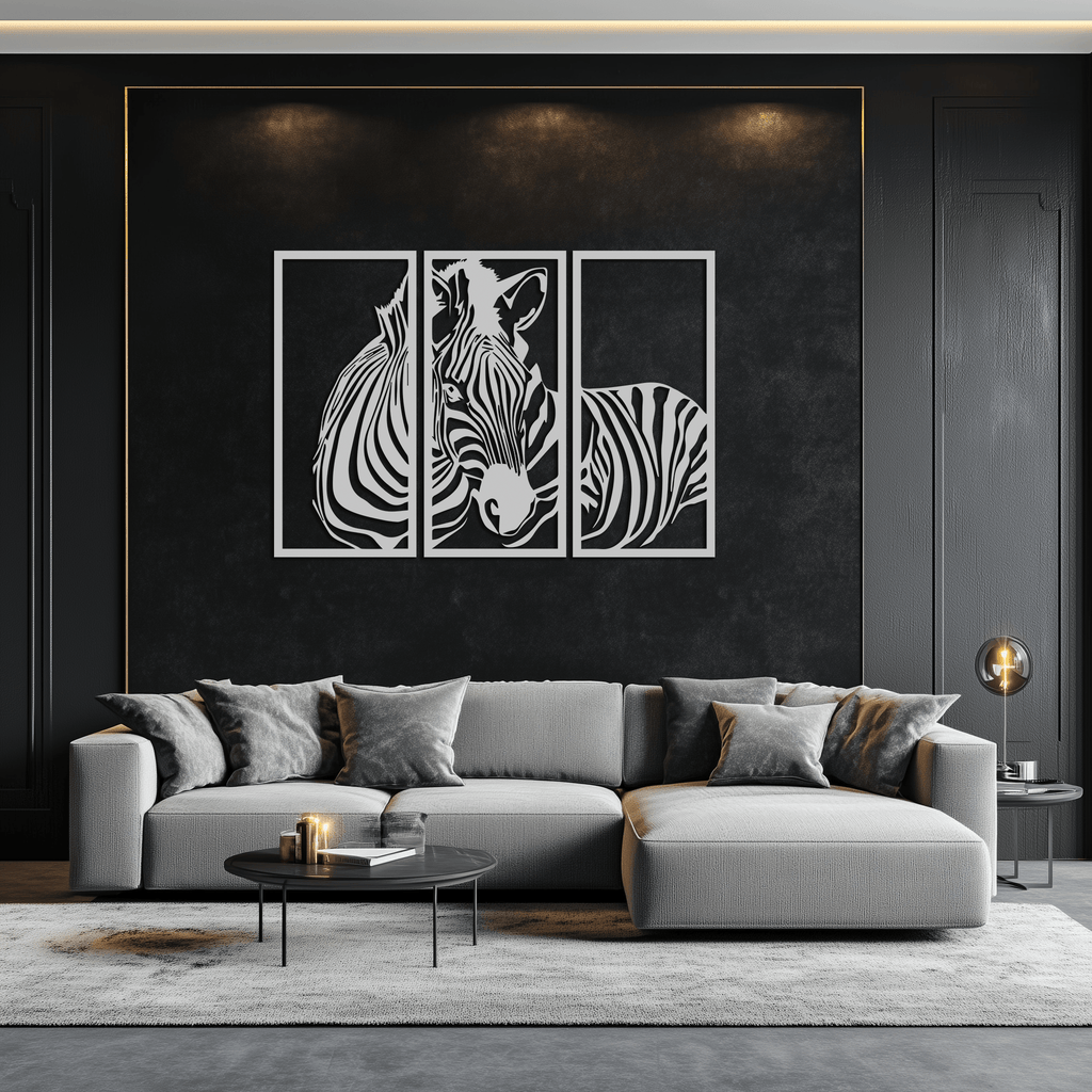 Zebra Panel Metal Wall Art - Steel Wall Decor for Home and Office - KAF014