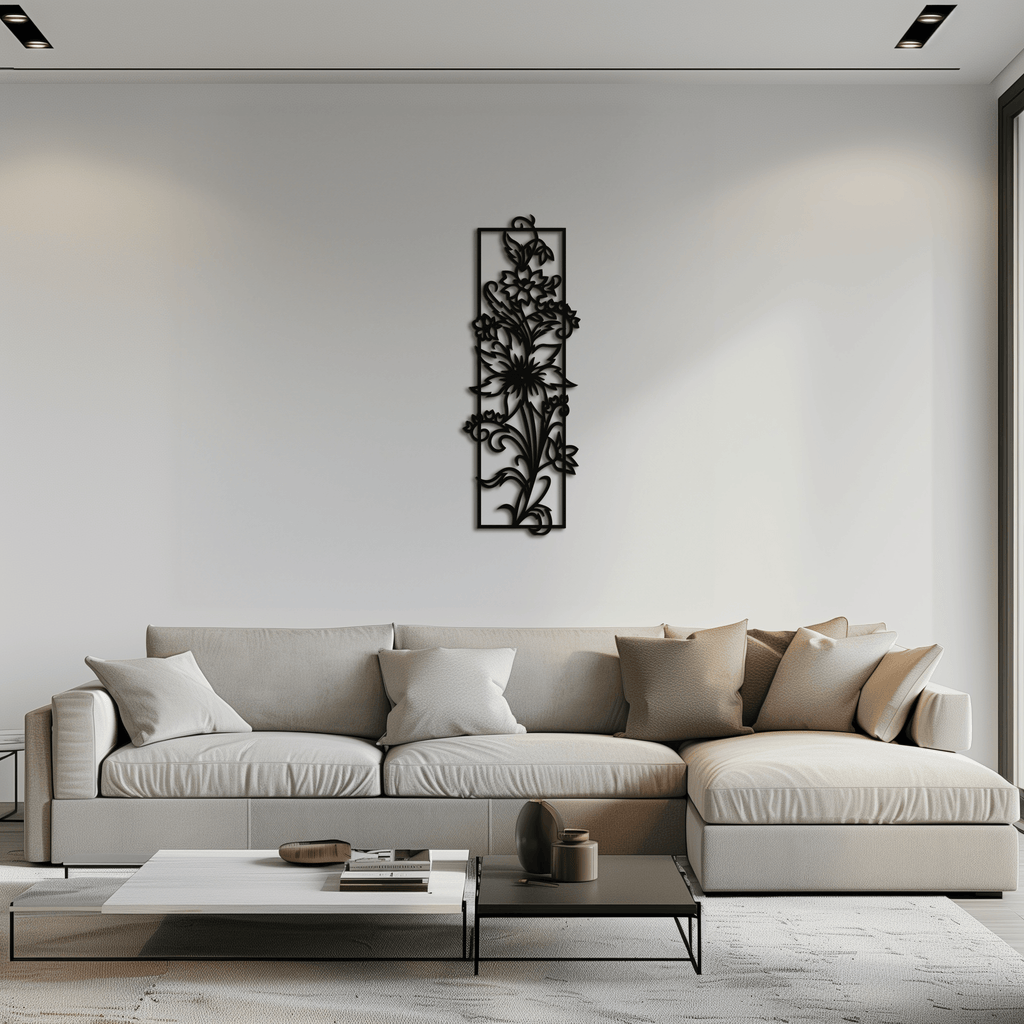 Floral Panel Metal Wall Art - Steel Wall Decor for Home and Office - KAF015