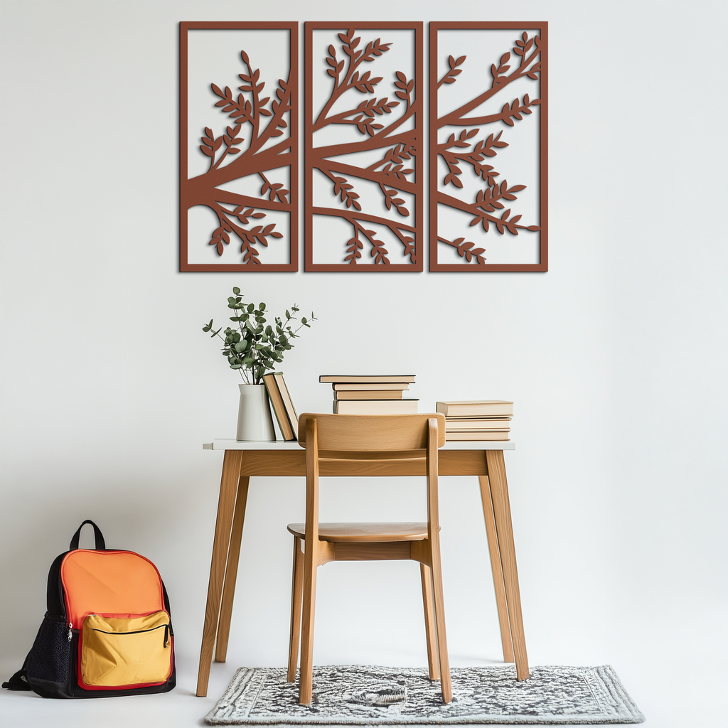 Branch Metal Wall Art - Three-Panel Nature-Inspired Steel Wall Decor - KAF024
