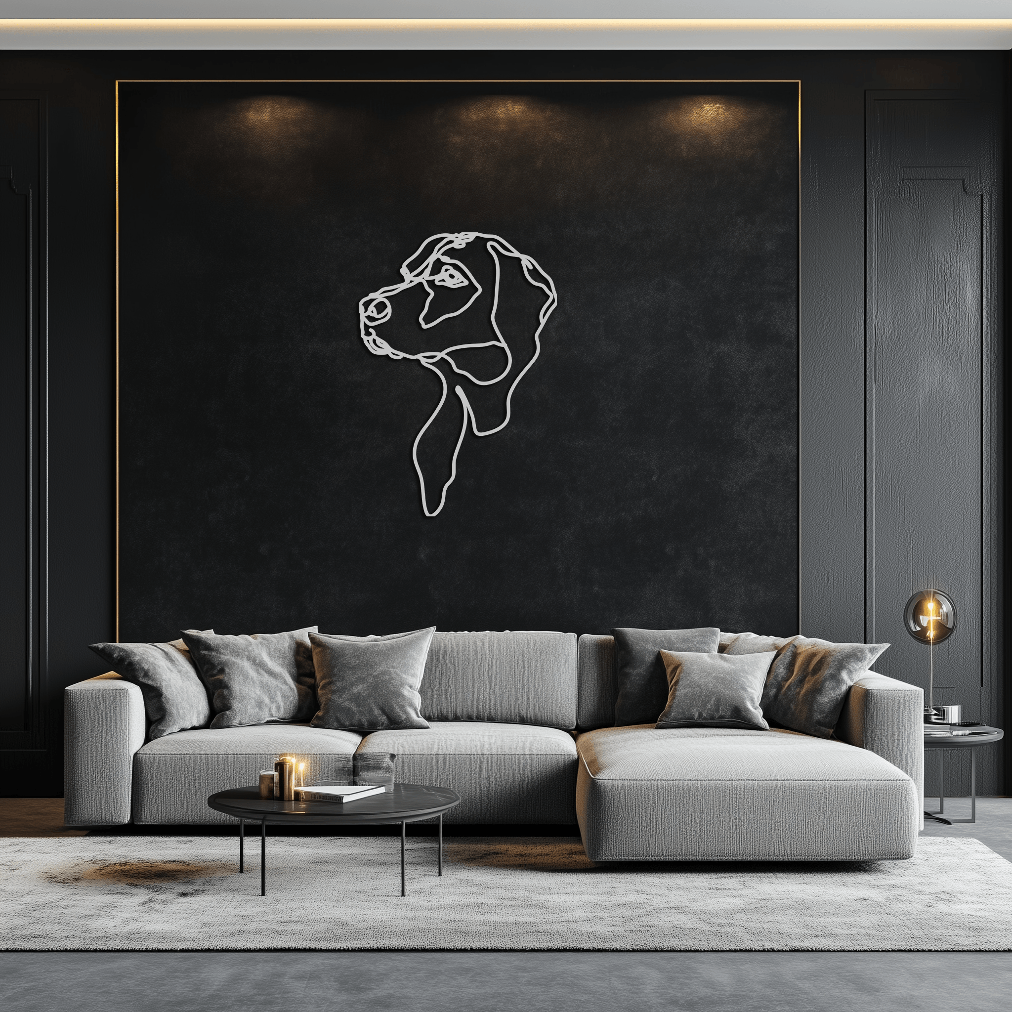 Minimalist Dog Line Art - Modern Metal Wall Decor - KAF027