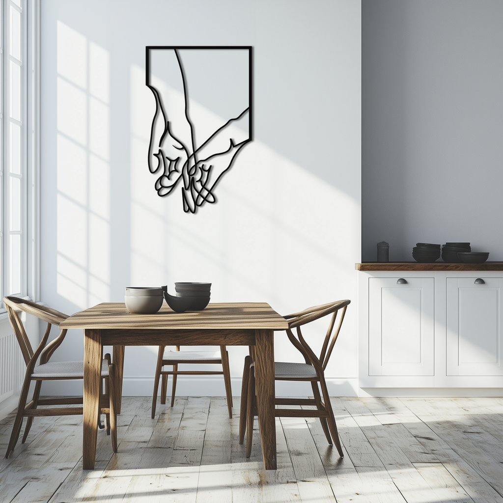 Romantic Hands Metal Wall Art - Minimalist Steel Wall Decor for Home & Bedroom - KAF039