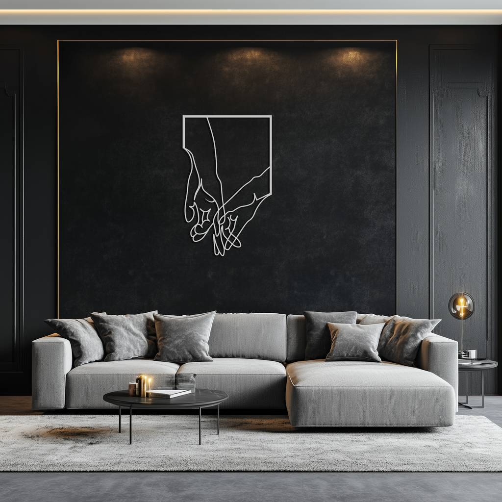 Romantic Hands Metal Wall Art - Minimalist Steel Wall Decor for Home & Bedroom - KAF039