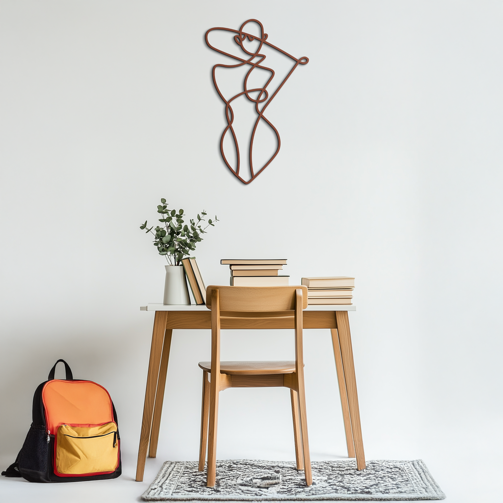 Minimalist Abstract Female Form Metal Wall Art – Modern Line Art Sculpture - KAF069