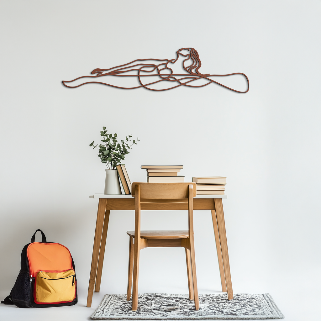 Reclining Woman Metal Wall Art - Minimalist Line Art Decor - KAF079