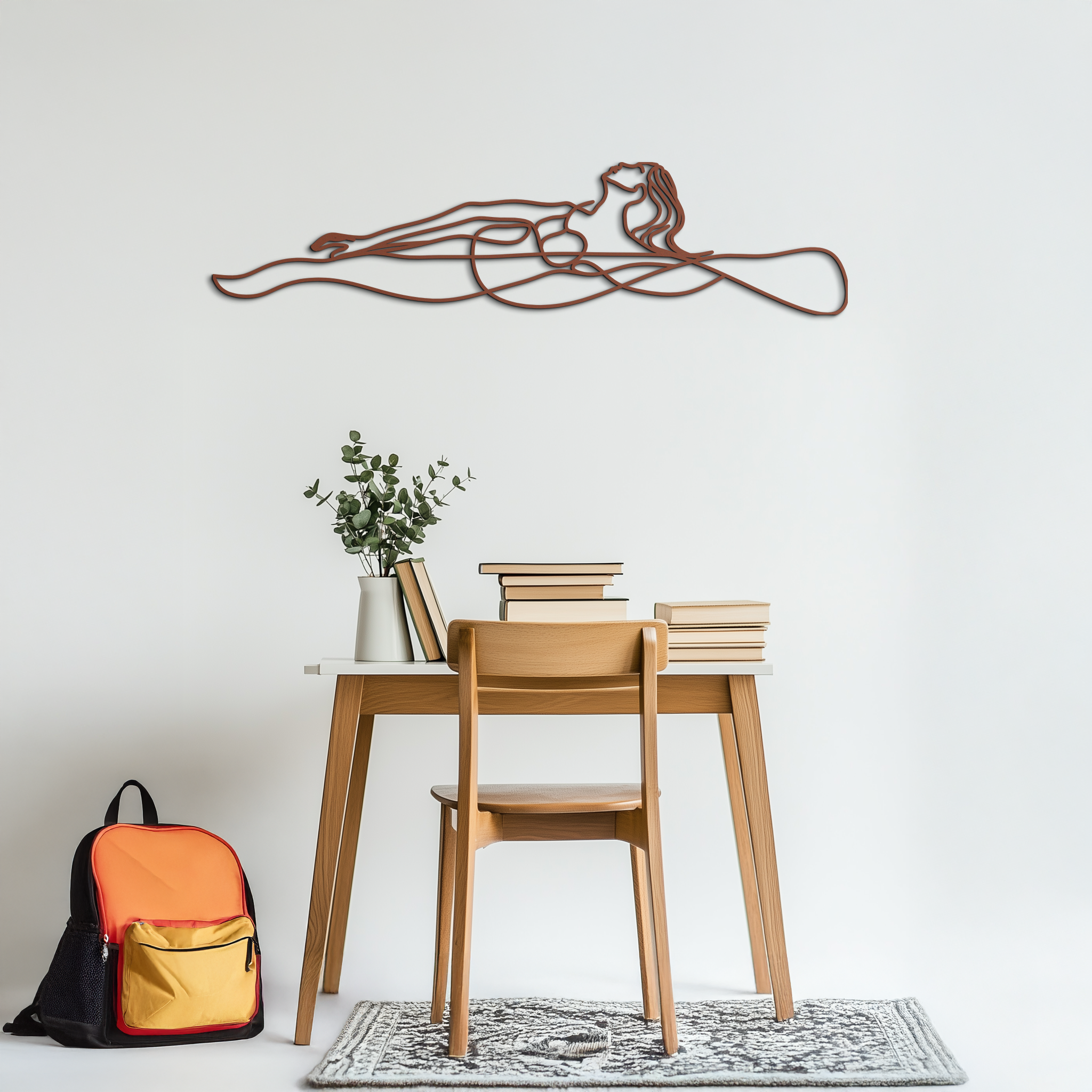 Reclining Woman Metal Wall Art - Minimalist Line Art Decor - KAF079