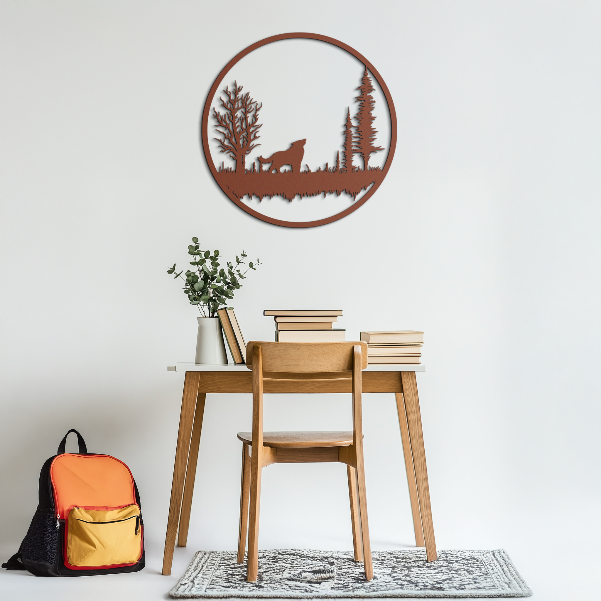 Howling Wolf Metal Wall Art - Rustic Nature-Inspired Steel Decor - KAF092