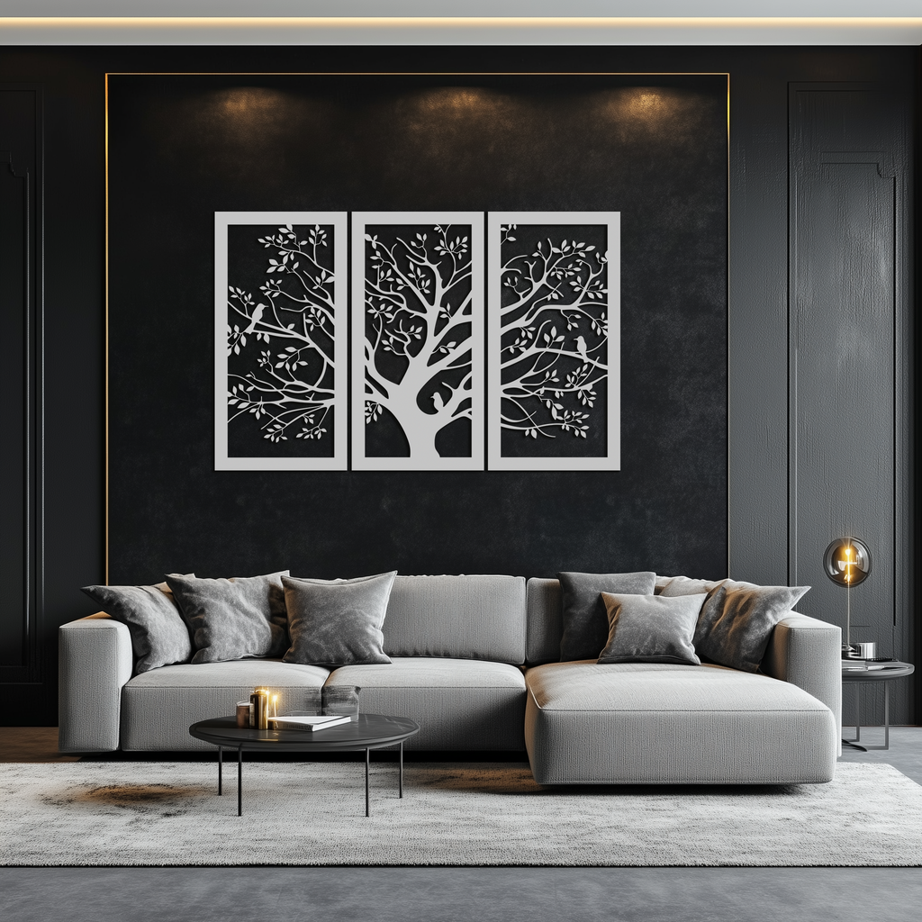 Tree of Life Metal Wall Art - 3-Piece Nature-Inspired Steel Decor - KAF093