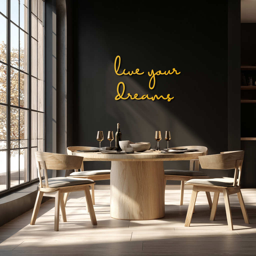 Live Your Dreams Metal Wall Art - Inspirational Script Wall Decor - KAF096
