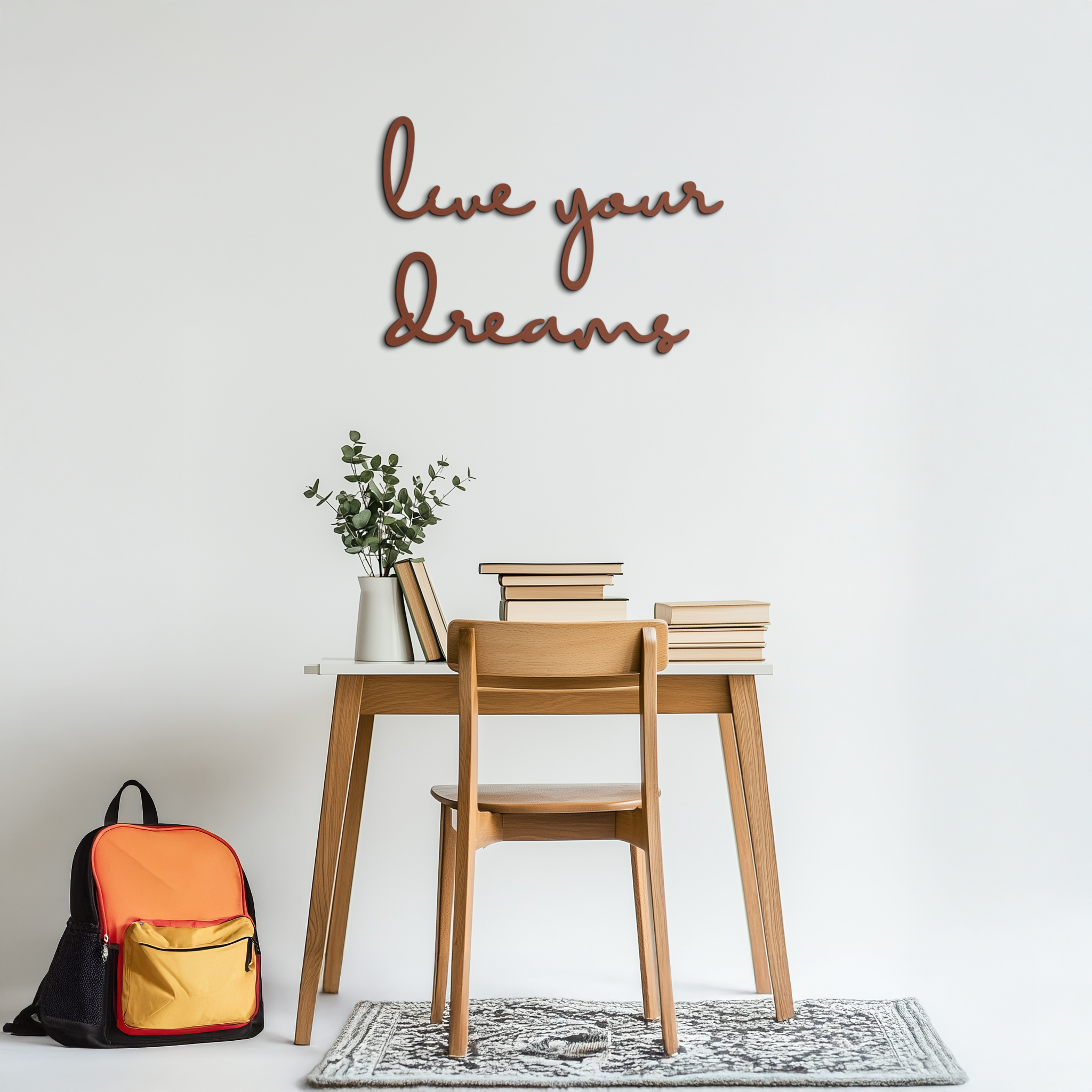 Live Your Dreams Metal Wall Art - Inspirational Script Wall Decor - KAF096