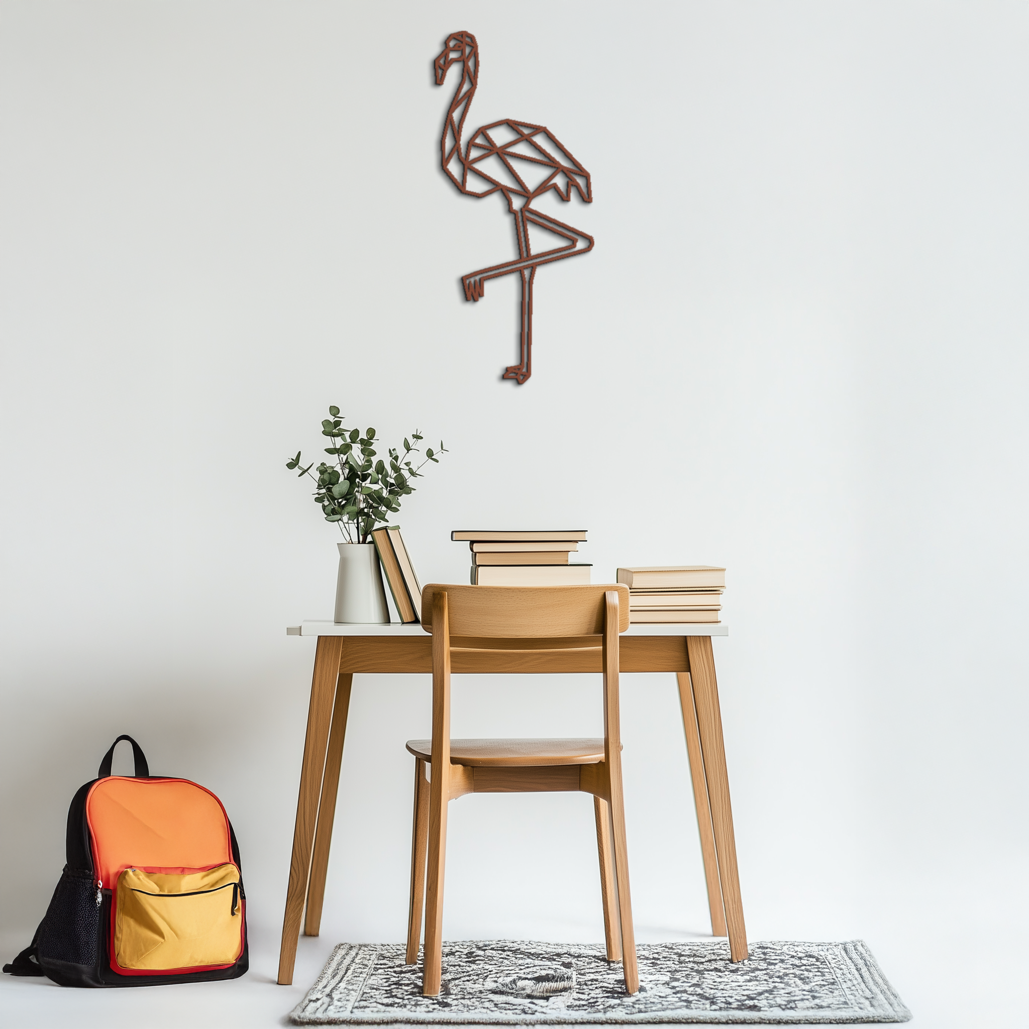 Geometric Flamingo Metal Wall Art - Modern Minimalist Steel Decor - KAF110