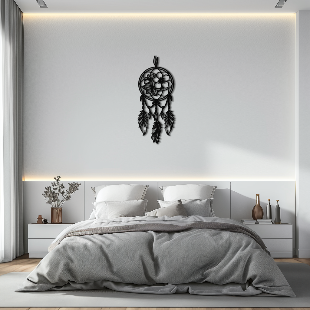 Dreamcatcher Metal Wall Art - Boho-Inspired Steel Wall Decor - KAF113