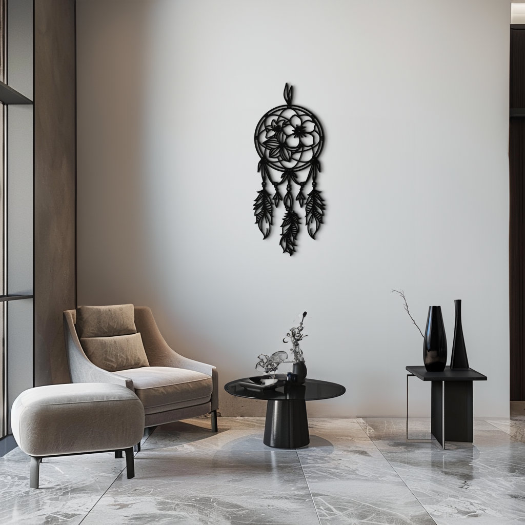 Dreamcatcher Metal Wall Art - Boho-Inspired Steel Wall Decor - KAF113