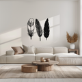 Geometric Feather Metal Wall Art - Modern Boho Steel Decor - KAF117