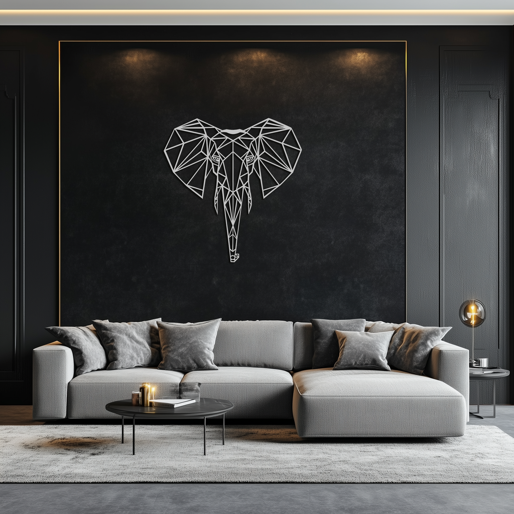 Geometric Elephant Metal Wall Art - Modern Abstract Steel Decor - KAF119