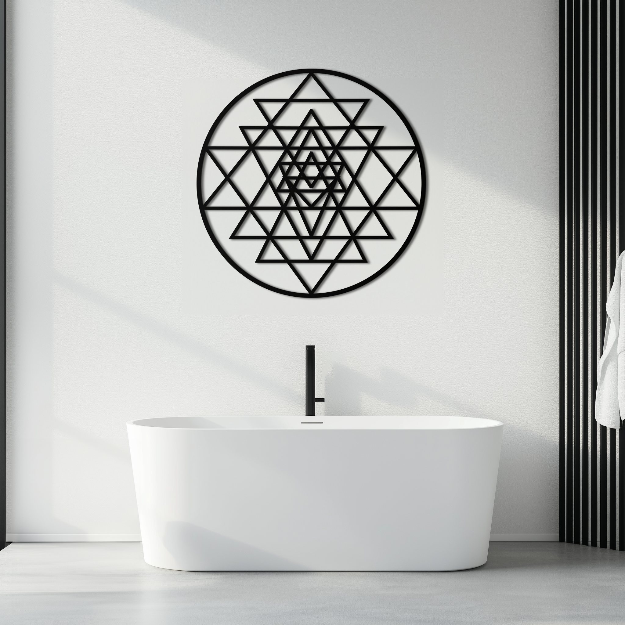 Geometric Sri Yantra Metal Wall Art - Sacred Geometry Steel Decor - KAF122