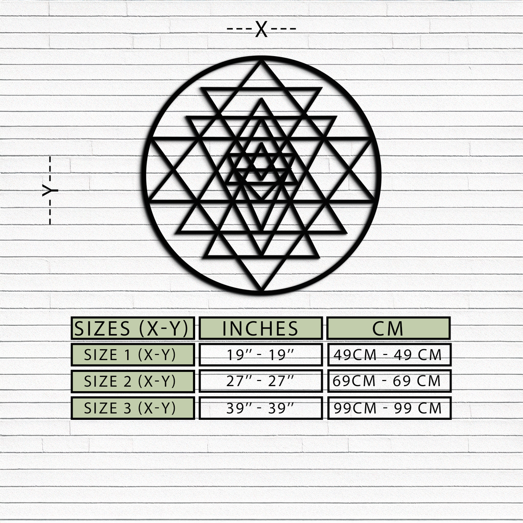 Geometric Sri Yantra Metal Wall Art - Sacred Geometry Steel Decor - KAF122