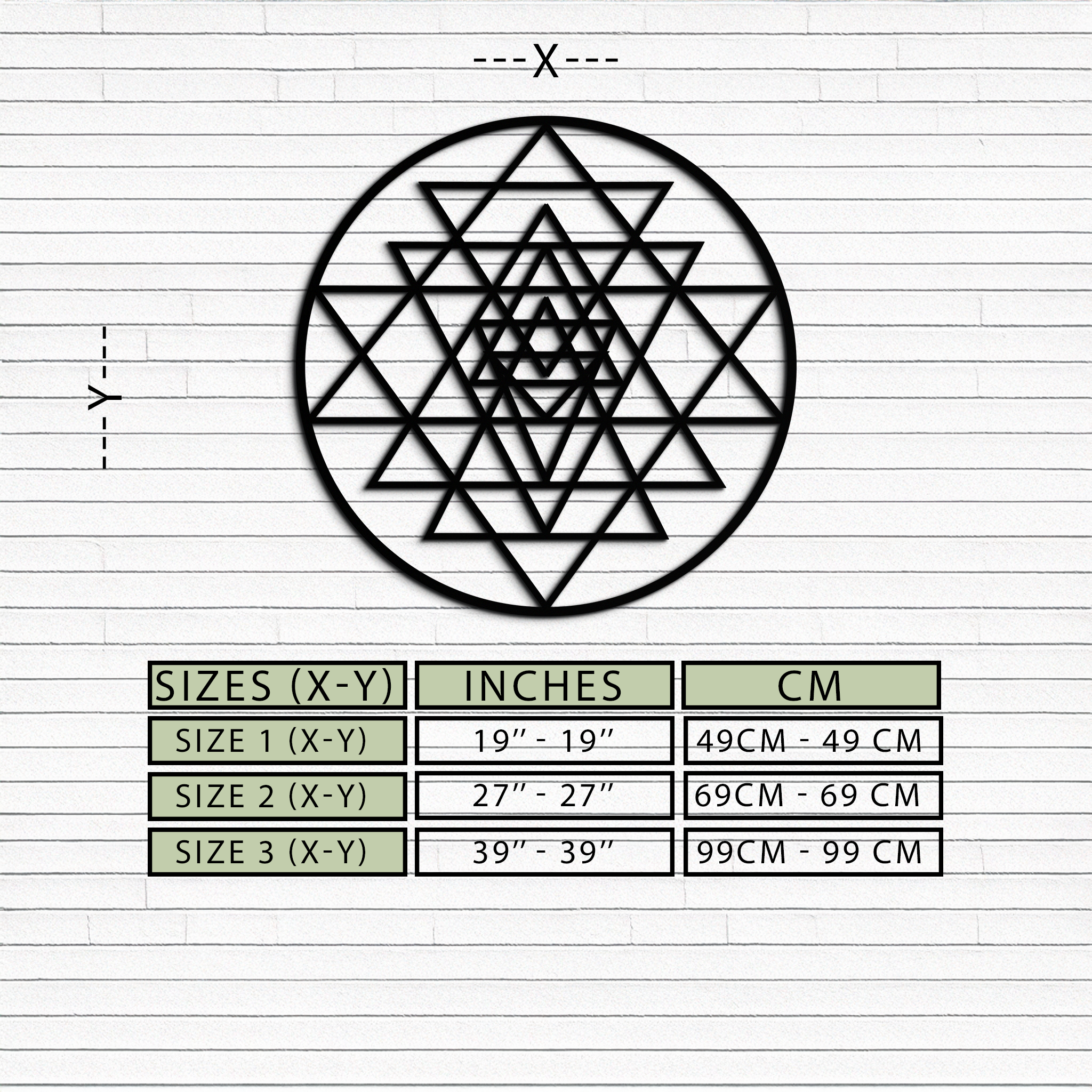 Geometric Sri Yantra Metal Wall Art - Sacred Geometry Steel Decor - KAF122