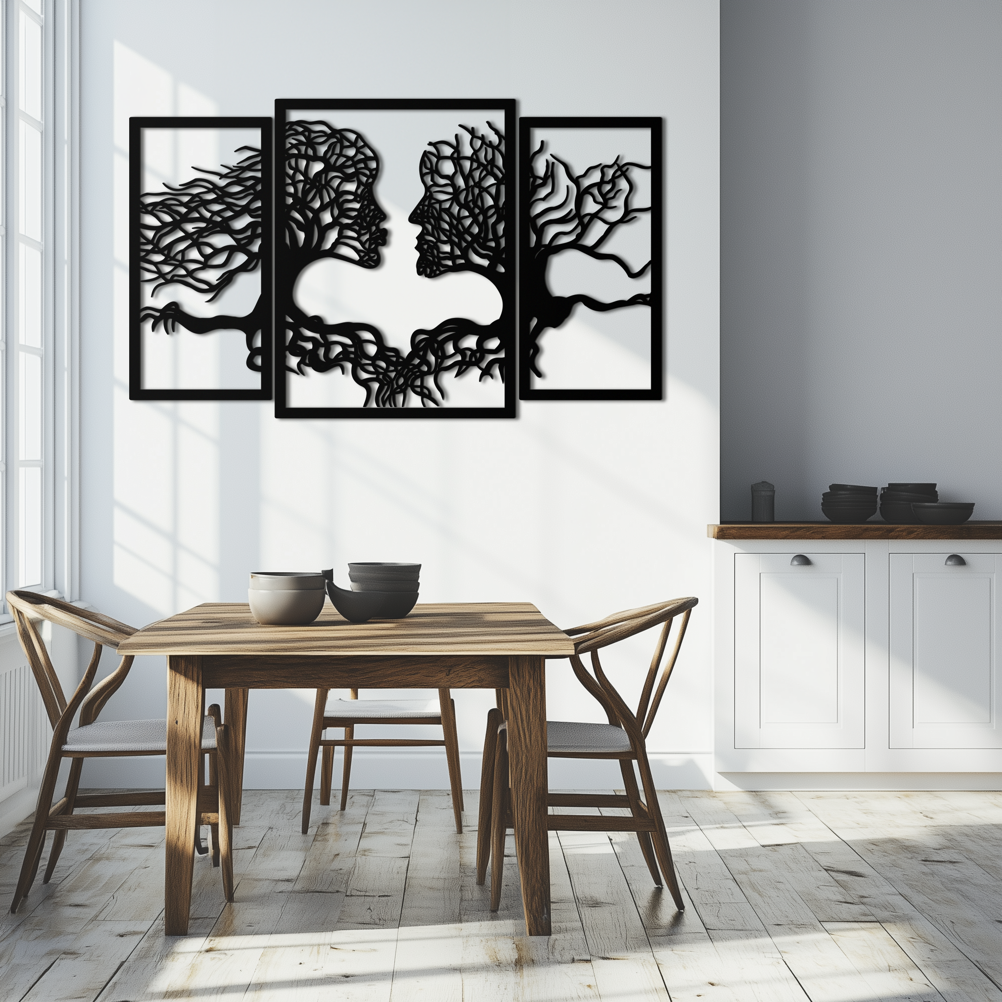 Tree of Life Lovers Metal Wall Art - 3-Piece Modern Steel Wall Decor - KAF129