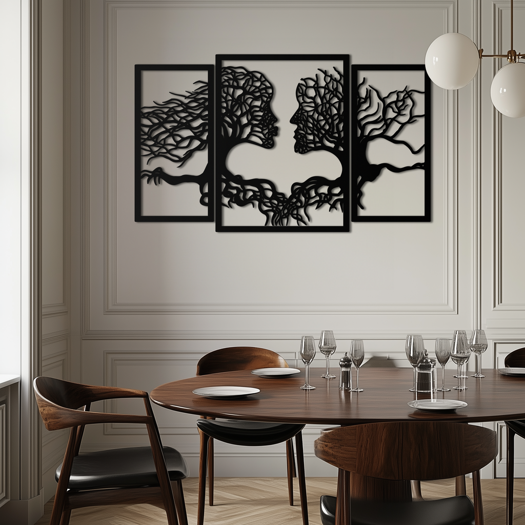 Tree of Life Lovers Metal Wall Art - 3-Piece Modern Steel Wall Decor - KAF129