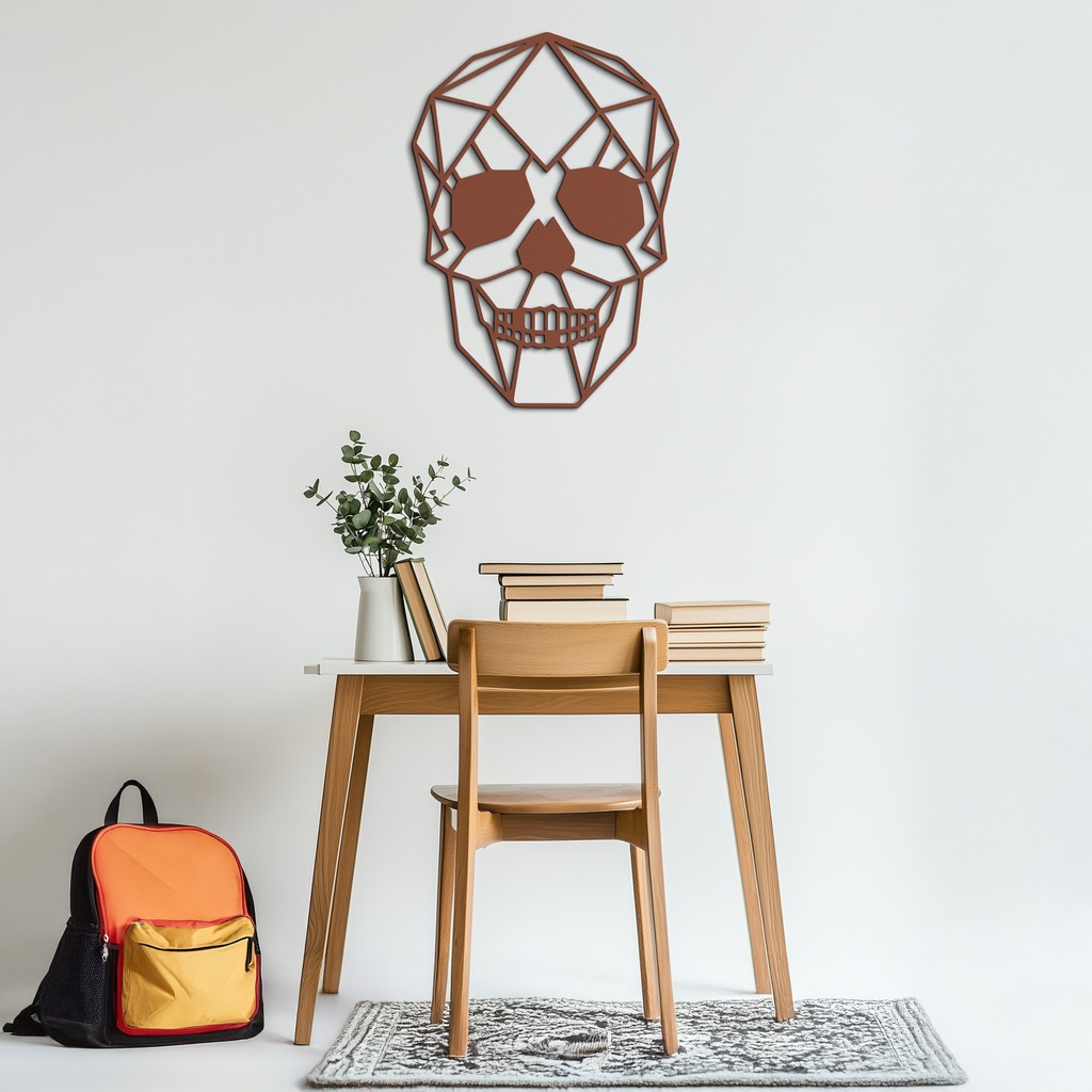 Geometric Skull Metal Wall Art - Modern Skull-Inspired Steel Decor - KAF134