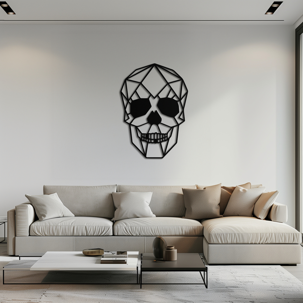 Geometric Skull Metal Wall Art - Modern Skull-Inspired Steel Decor - KAF134