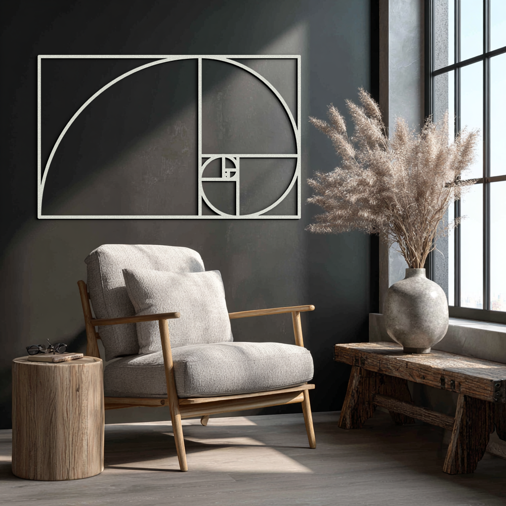 Golden Ratio Spiral Metal Wall Art - Elegant Geometric Design - KAF141