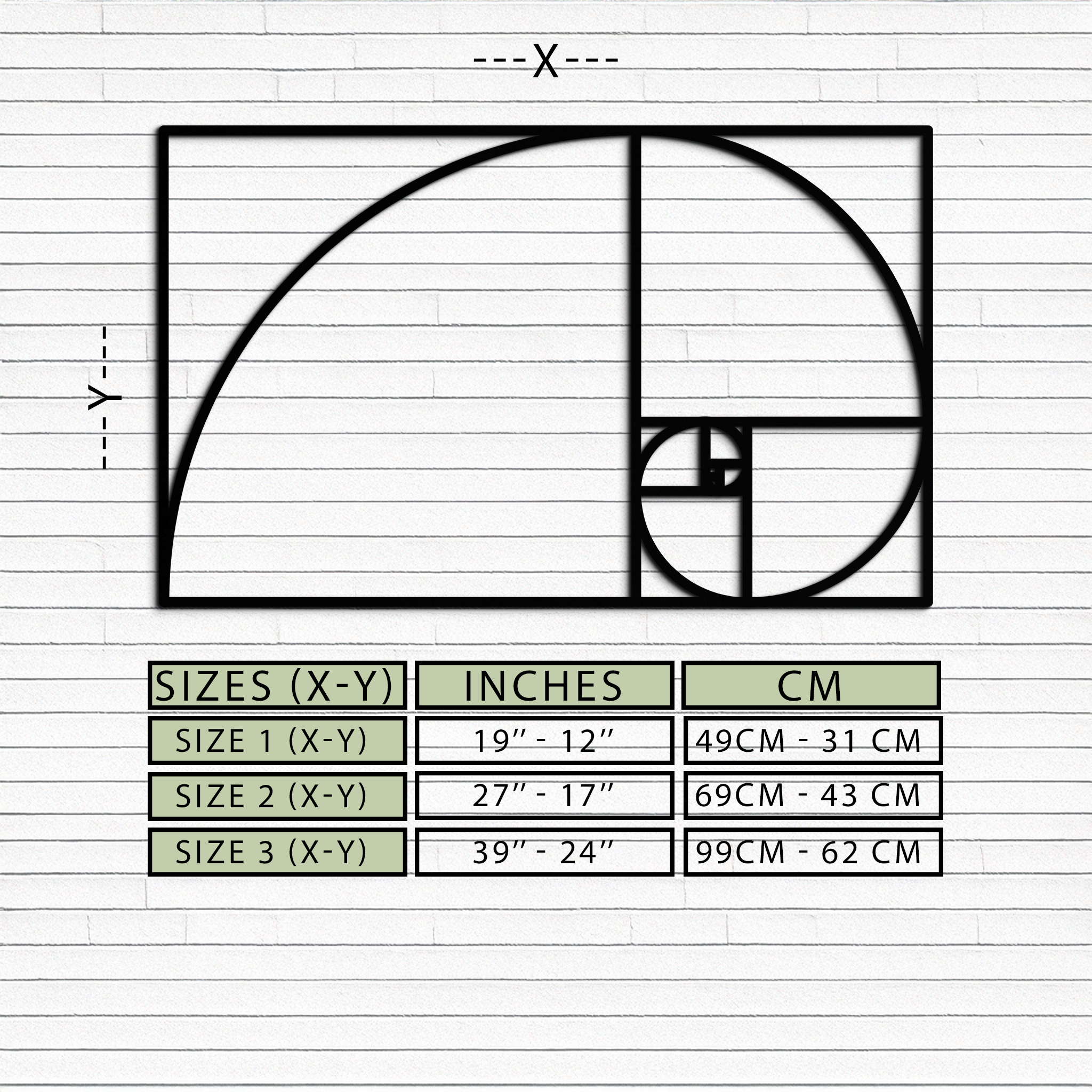 Golden Ratio Spiral Metal Wall Art - Elegant Geometric Design - KAF141