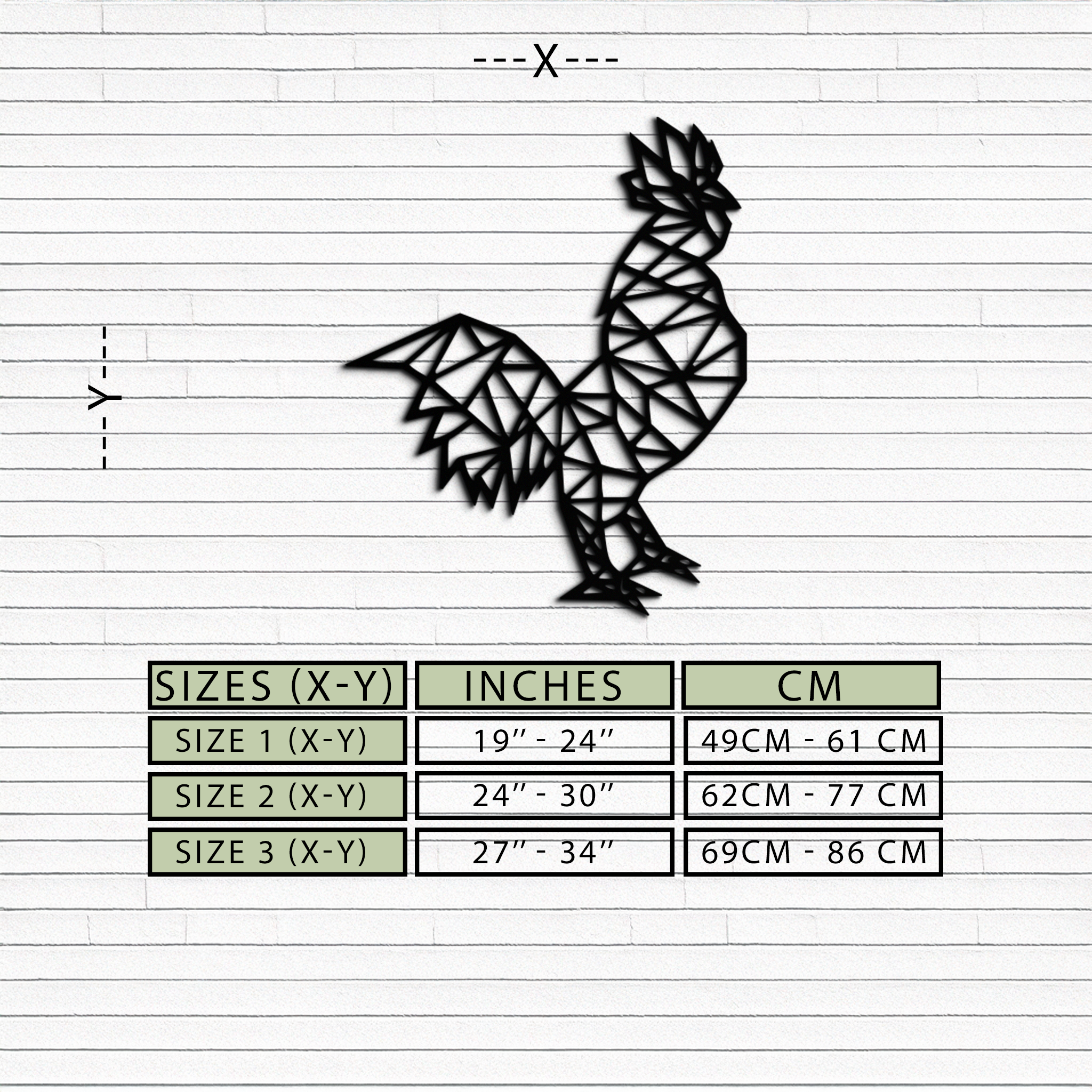 Geometric Rooster Metal Wall Art - Modern Farmhouse Decor - KAF149