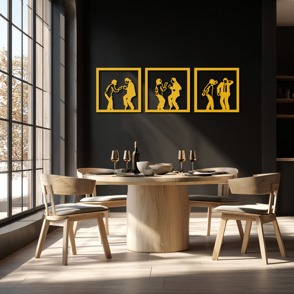Dancing Silhouettes Metal Wall Art - Modern Minimalist Couple Wall Decor - KAF157