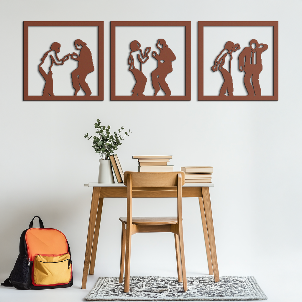 Dancing Silhouettes Metal Wall Art - Modern Minimalist Couple Wall Decor - KAF157