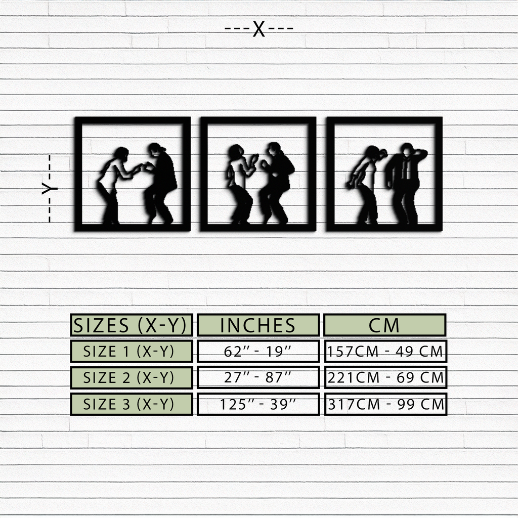Dancing Silhouettes Metal Wall Art - Modern Minimalist Couple Wall Decor - KAF157