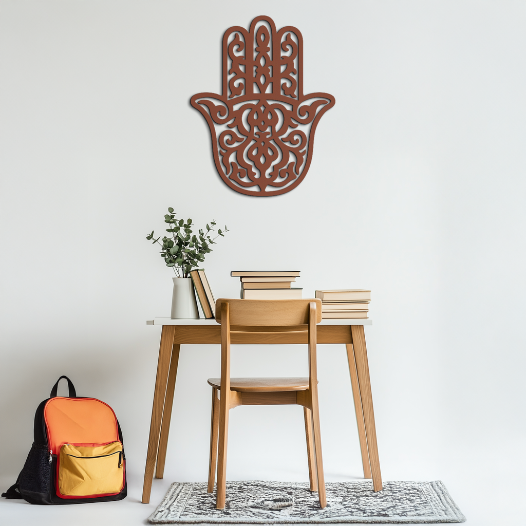 Hamsa Hand Metal Wall Art - Symbolic Protection & Spiritual Home Decor - KAF159