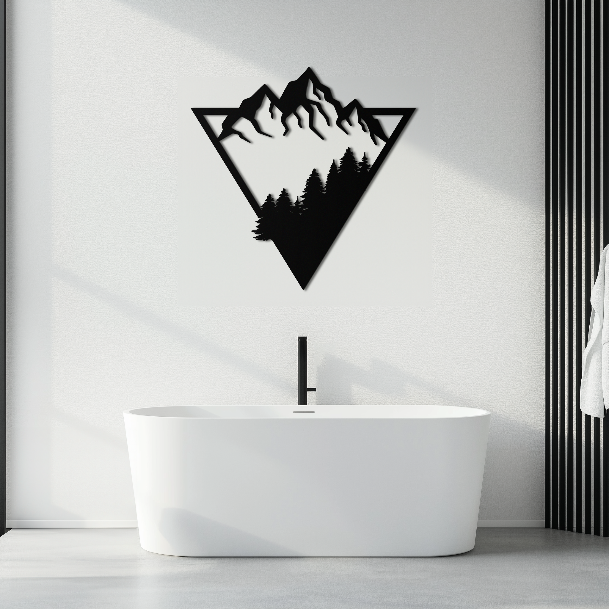 Mountain Forest Metal Wall Art - Geometric Nature Decor- KAF161