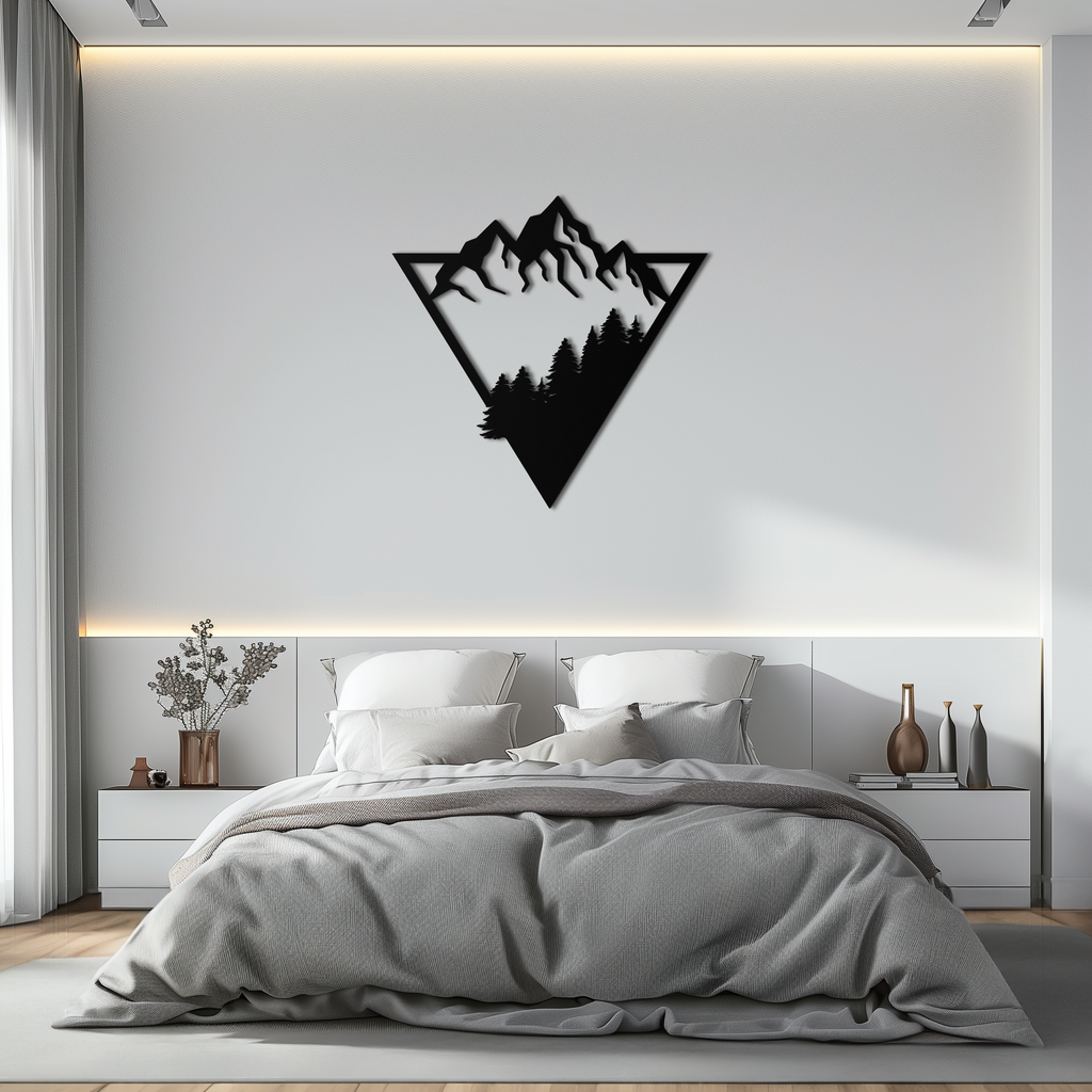 Mountain Forest Metal Wall Art - Geometric Nature Decor- KAF161
