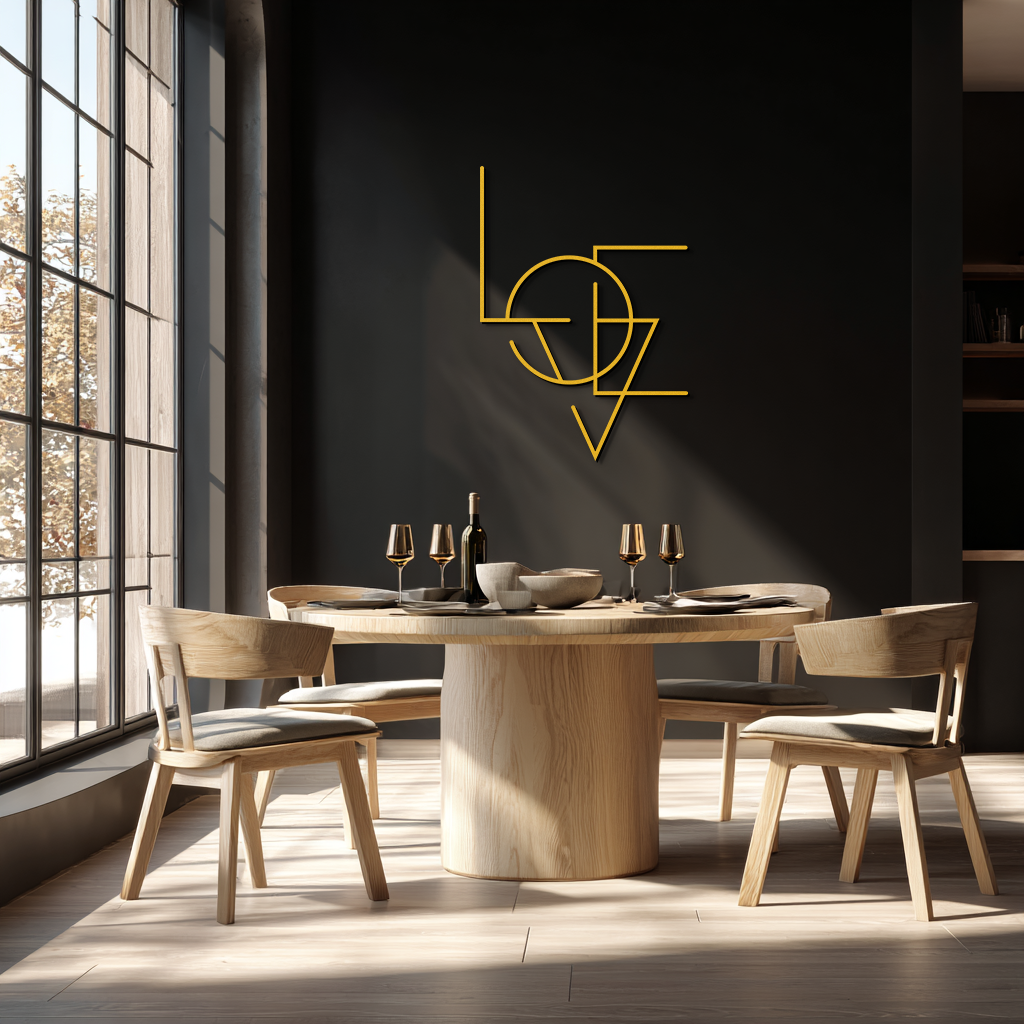 Geometric LOVE Metal Wall Art - Modern Minimalist Wall Decor- KAF162