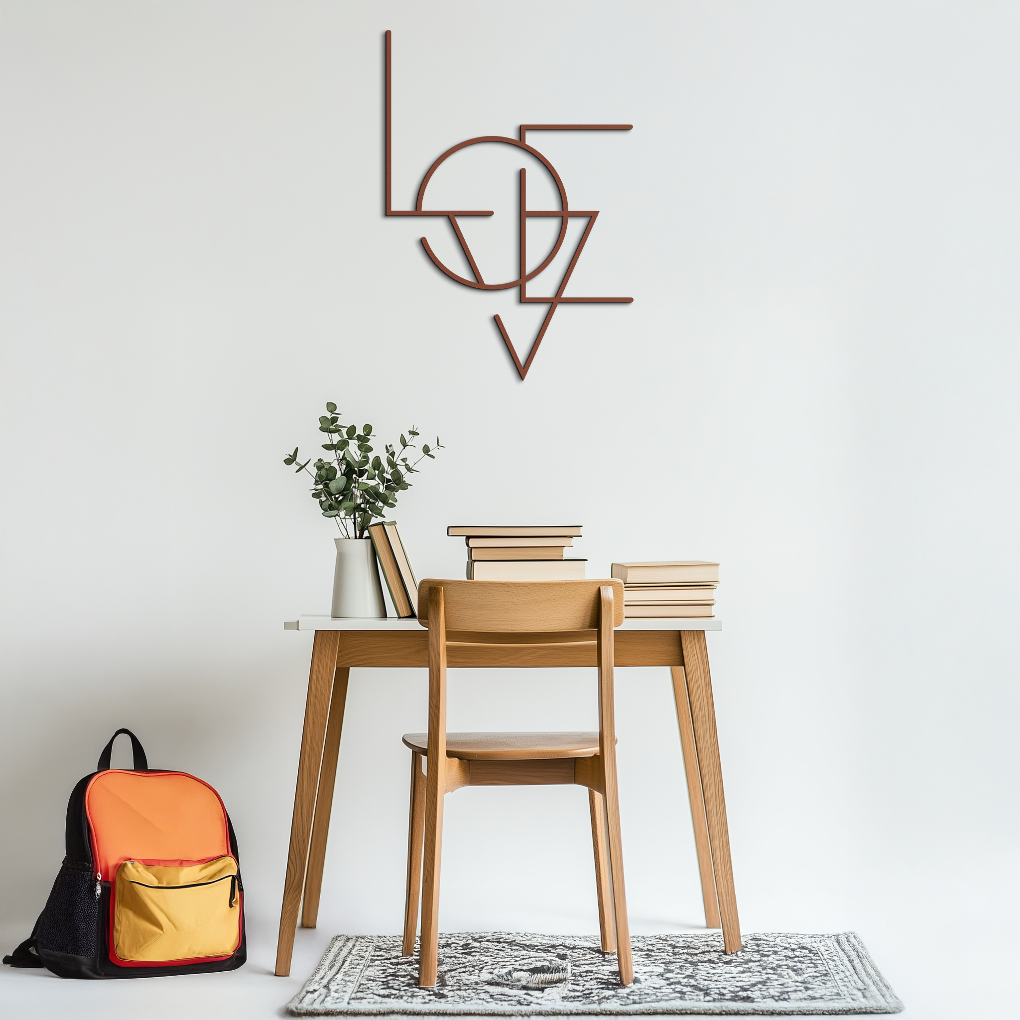 Geometric LOVE Metal Wall Art - Modern Minimalist Wall Decor- KAF162